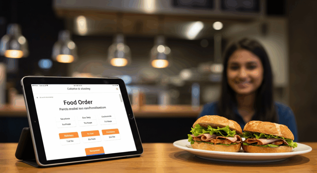 food order on tablet using digital menu 