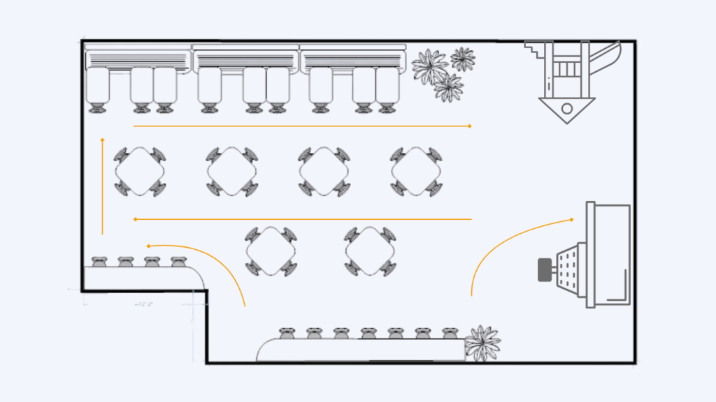 restaurant seating arrangement
